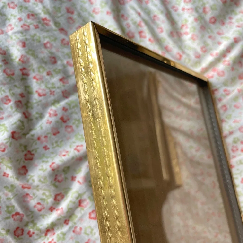 Vtg gold art nouveau modern regency 8x10 picture frame ornate etched filigree